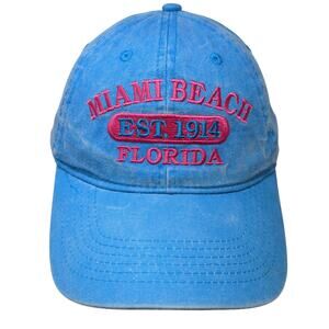 Miami Beach Florida Est 1914 Baseball Cap Blue One Size Adjustable Embroidered